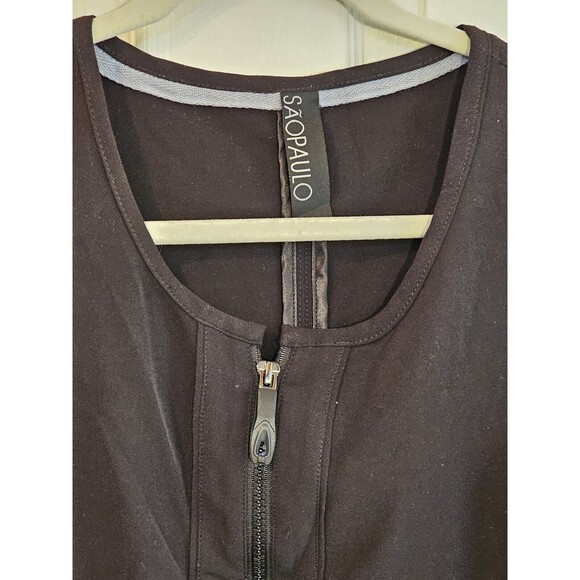 Sao Paulo Anthropologie Bodycon Zip Front Dress 36 Medium Sheath Black Mesh - Picture 2 of 13